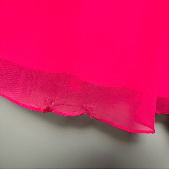 Kate Spade Chiffon Embellished Bow Midi Dress V Neck Hot Pink Women’s Size 2 - Picture 5 of 12